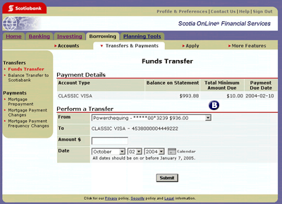 Pay VISA Screen