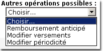 Autres opérations  possibles