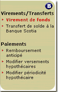 Liens à gauche de l'écran